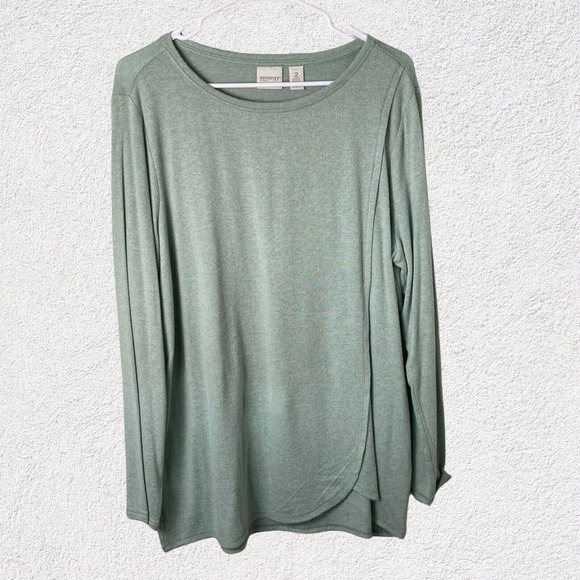 Chico's Sweaters - Zenergy Chico Green Long Sleeve Soft Crewneck Athlesiure Wrap Front Tunic Cozy